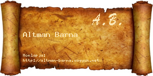 Altman Barna névjegykártya
